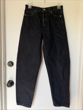 Banana Republic Ultra High Rise Barrel Leg Jeans Premium Black Denim 25